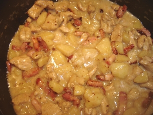 Blanquette de dinde aux lardons