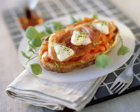 Bruschetta tomate, jambon de parme, mozzarella