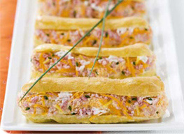 Eclairs au jambon, fromage frais et carottes rpe