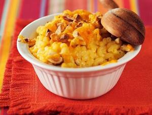 Gratin de coquillettes  la mimolette et noisettes