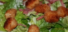 Pans de quenelles sur lit de salade