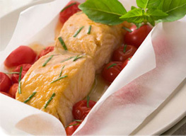 Papillotes de saumon et tomate cerise