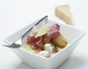 Pommes de terre sauce parmesan et bressaola