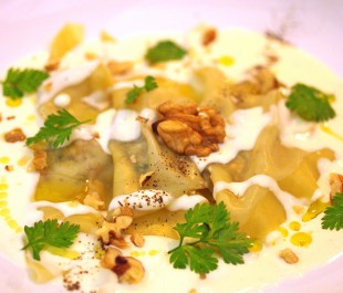 Ravioles  la bchette affine, aux noix, miel et 