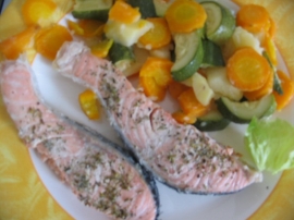 Saumon vapeur et ses petits lgumes