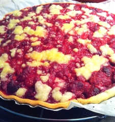 Tarte aux framboises faon crumble