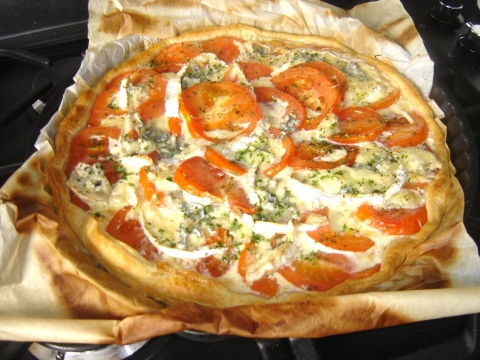 Tarte tomate bleu