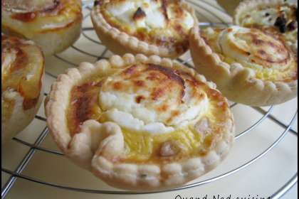 Tartelettes aux oignons, pignons et chvre