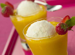 Velout de mangue et glace noix de coco