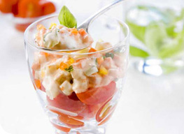 Verrines de fromage blanc et lgumes croquant 